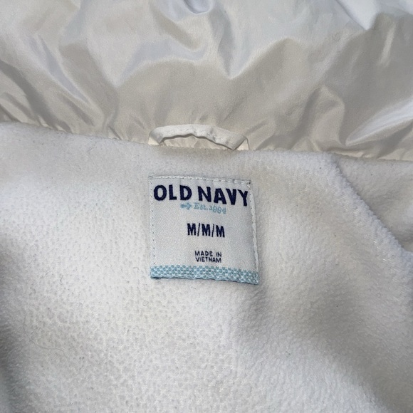 Old Navy Sea Salt White Frost Free Puffer Vest Fleece Lined Full Zip Snap Front - Picture 9 of 12
